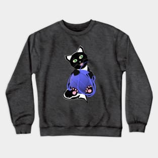 Funny and Cute Tuxedo Cat with a Big Ball of Yarn Crewneck Sweatshirt